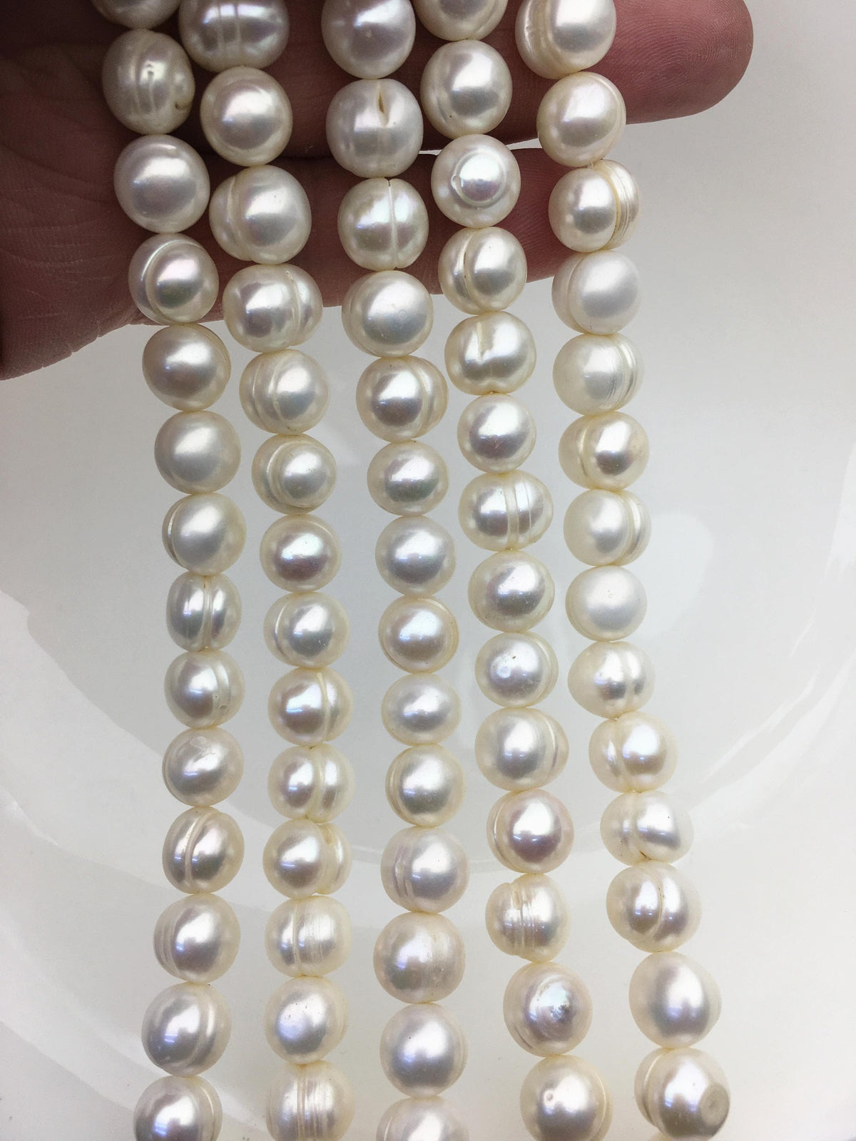 AA 9.4-10.4mm White Potato pearls,freshwater potato shape pearl string,CR10-2A-5