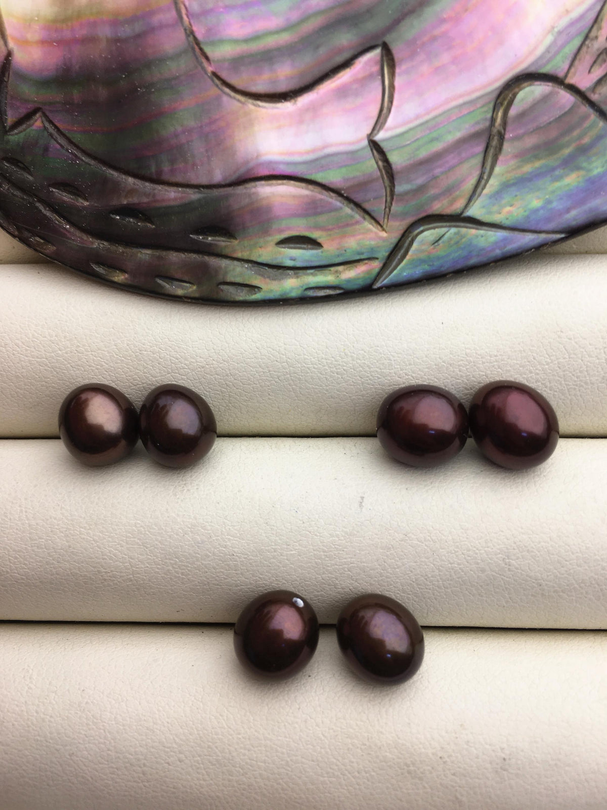 2 pairs AAA 8-9mm brown rice freshwater pearls pairs, top half hole ,for dangle pearl earrings,LR8-T11