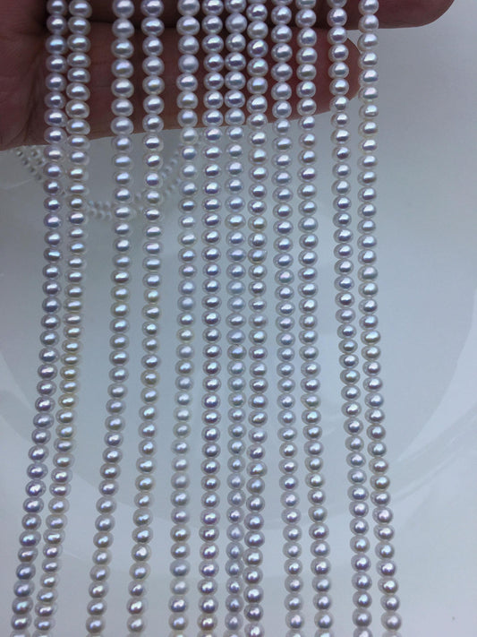 AAA 3.5-4mm tiny white button round freshwater pearls,nucleus pearl,Rondelle pearl Beads,SM3-T1