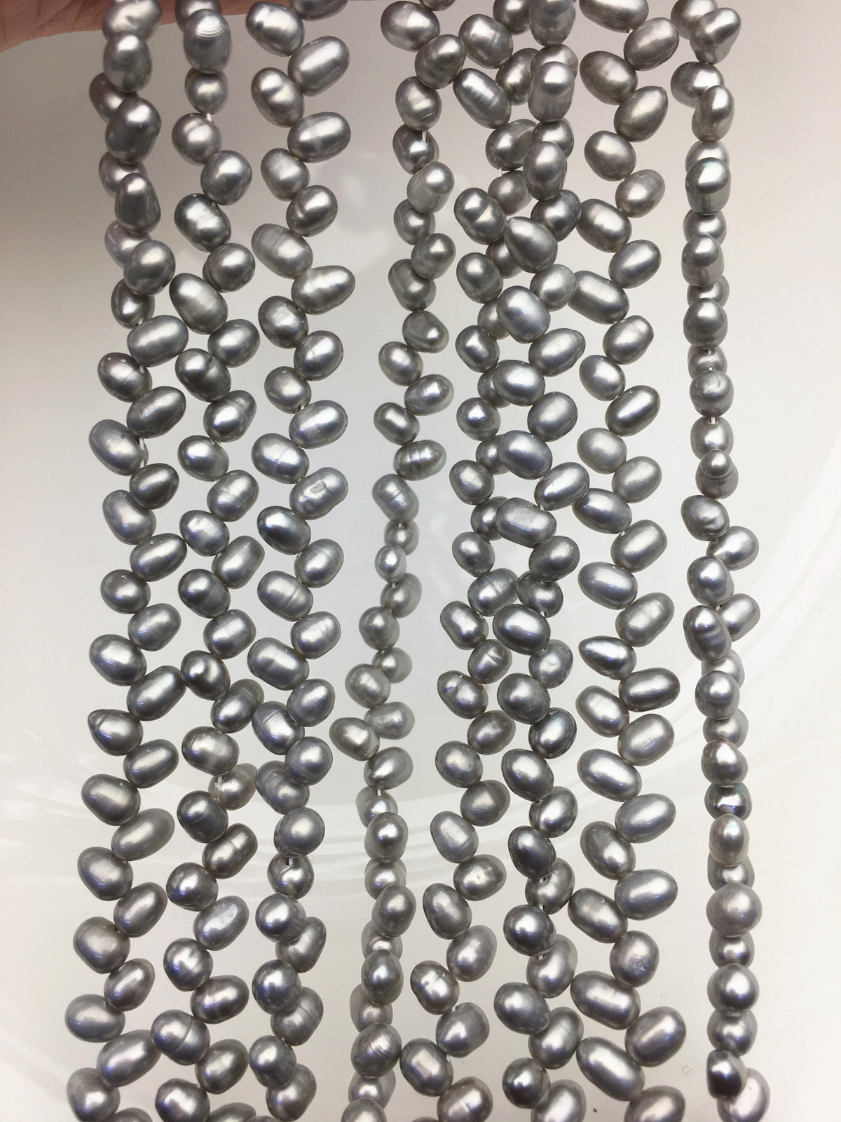 AA+ 4-4.5mm gray rice pearls, full strand, oval loose pearl beads, diy pearl, genuine pearl, Cultured pearl, diy pearl beads, LR4-T7
