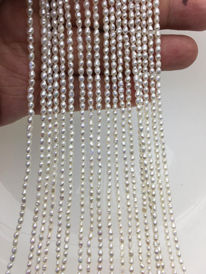 AA+ 2.5-2.8*3-4mm white rice pearls, oval loose pearl beads, diy pearl, genuine pearl, Cultured pearl, diy pearl beads, LR2-2A-1