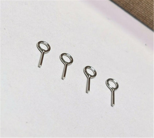 30pcs circle sterling silver 3.5mm Hole Cup Pearl Screw Eye Pin Bail Peg Pendants for Half Drilled Beads Jewelry Making, ASL-P-010