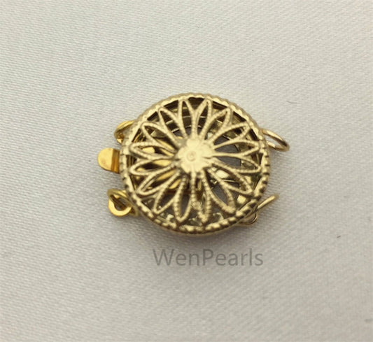 Two Strand Pearl Clasp, 14k Gold Filled Round Filigree Clasp-12.5mm,wholesale price,AGF-CL-002