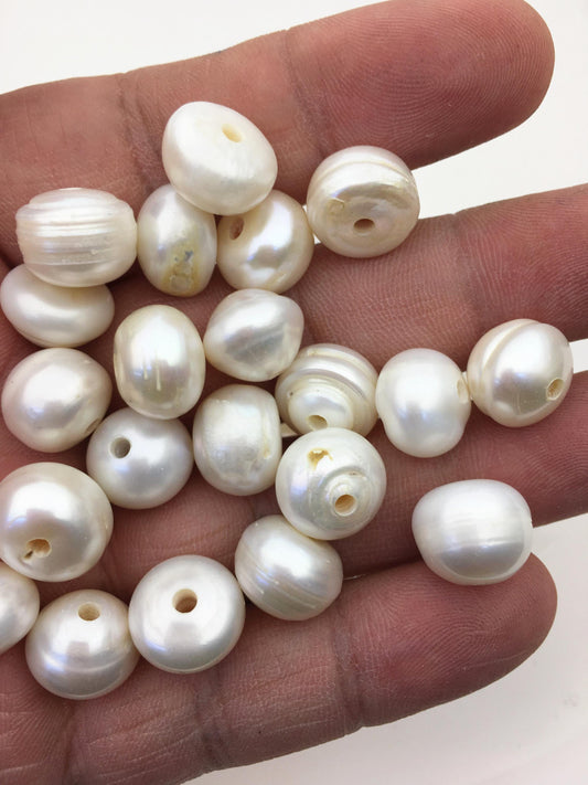 20pcs AA+ 12-13mm Big white button round freshwater pearls, 2.2mm large hole, Rondelle pearl Beads, loose freshwater pearl, SM12-2A-3