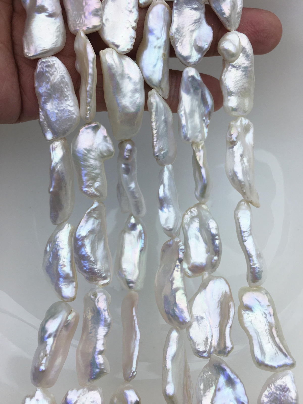 AAA 12-15mm white Keshi Biwa Pearl Necklace,ZS-200-120-22
