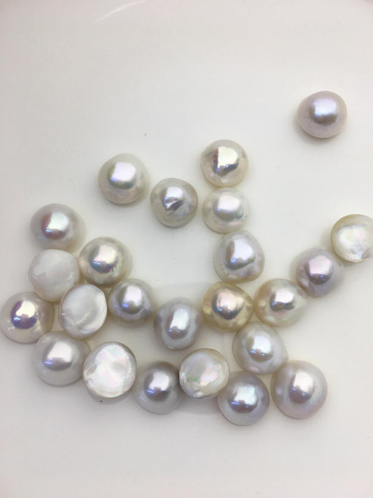 24pcs AAA 12-13mm Baroque Mabe Natural White Rainbow Freshwater Pearls,no hole,MB-T42