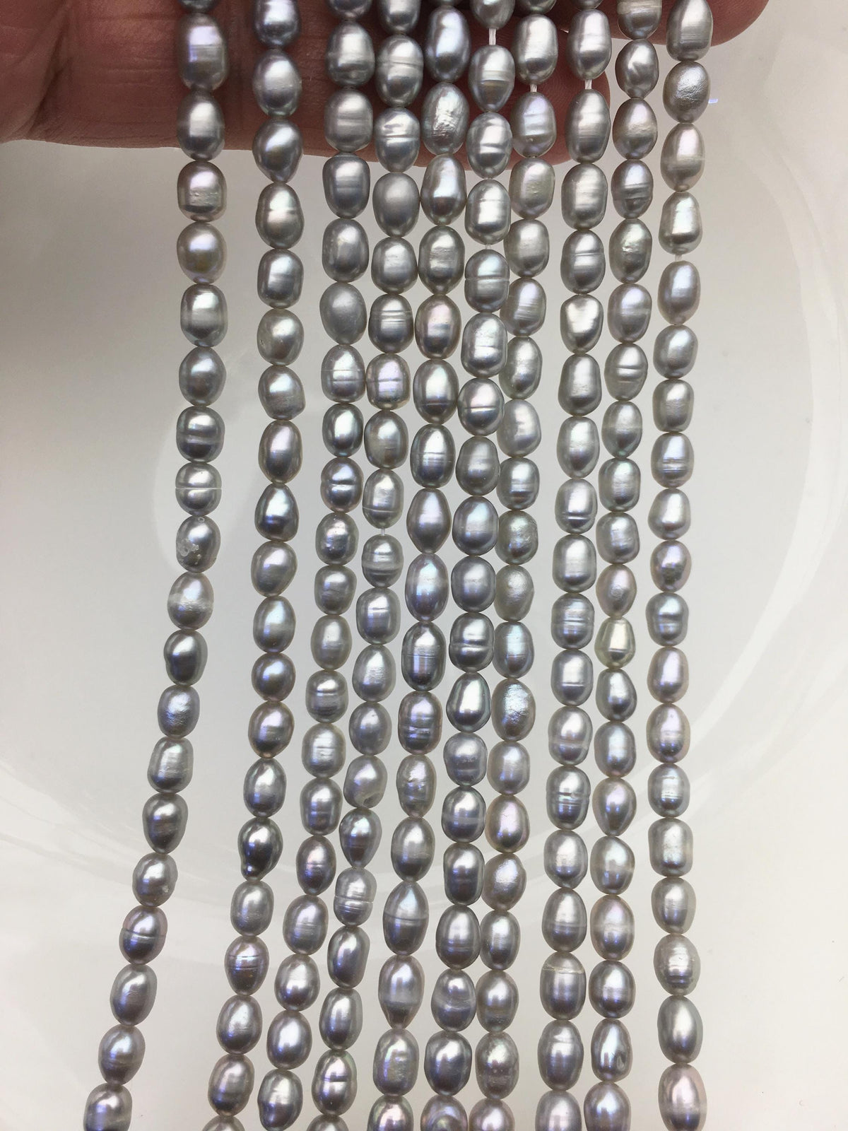 2 strands AA 5-5.5x5-7mm gray rice freshwater pearls,LR5-T1