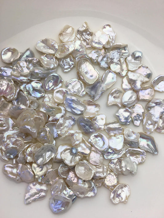 30pcs AAA/AA+ 11-12mm white thin keshi freshwater pearls,no hole,ZS-127-2