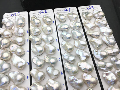1 pair AAA 15-18x20-27mm White Flame ball Pearl Pairs - large Baroque freshwater pearl pairs, Fire Ball Pearl, FL15-3A-8-32