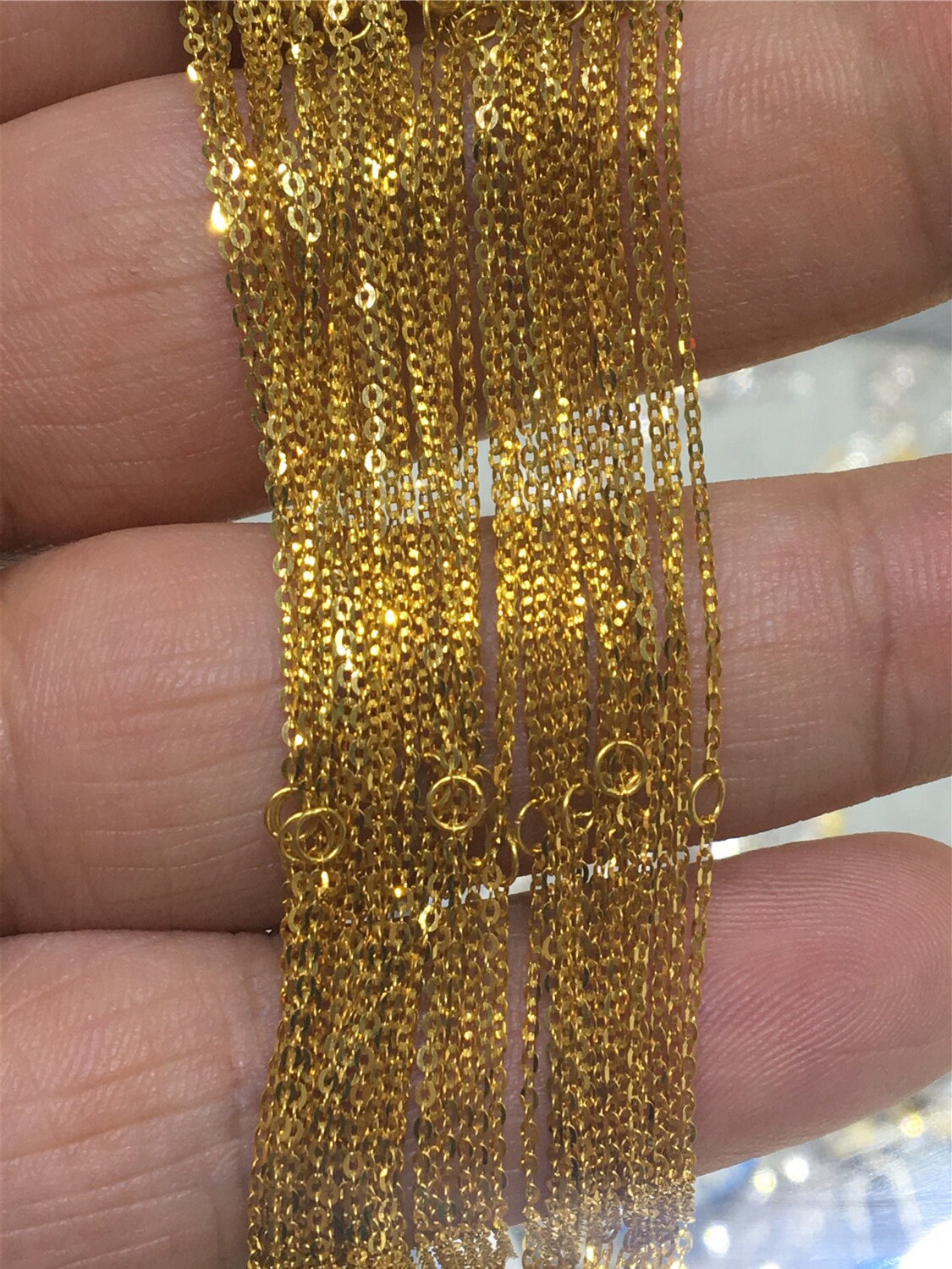 0.97-1grams Heavy 18'' adjust 16'' 18k Solid Gold yellow gold chain 750 for pendant, 45cm solid gold italy chain necklace, ASG-NC-1
