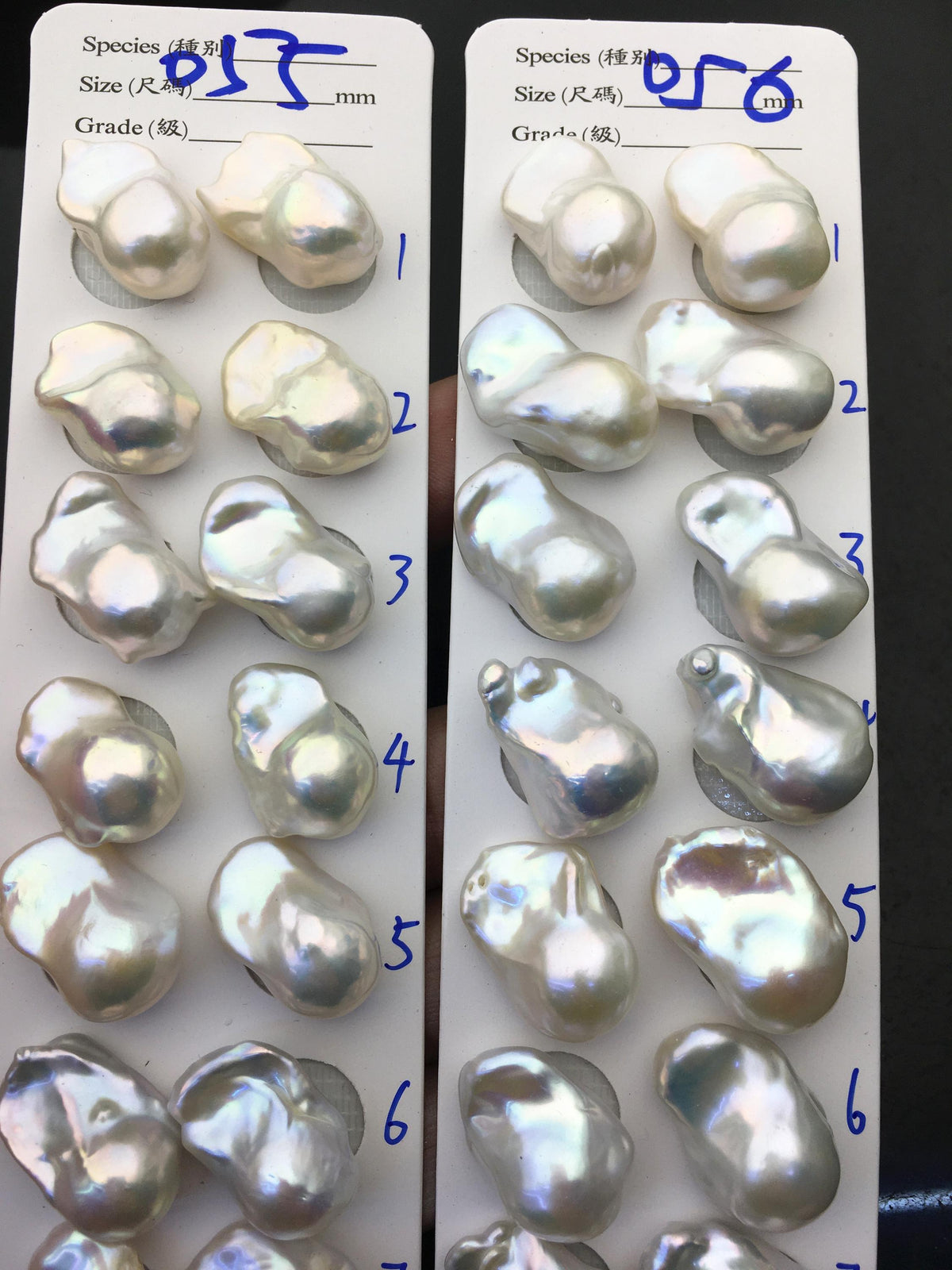 1 pair AAA 13-16x19-25mm White Flame ball Pearl Pairs - 0.9mm top half hole, large Baroque freshwater pearl pairs, FL15-3A-8-39