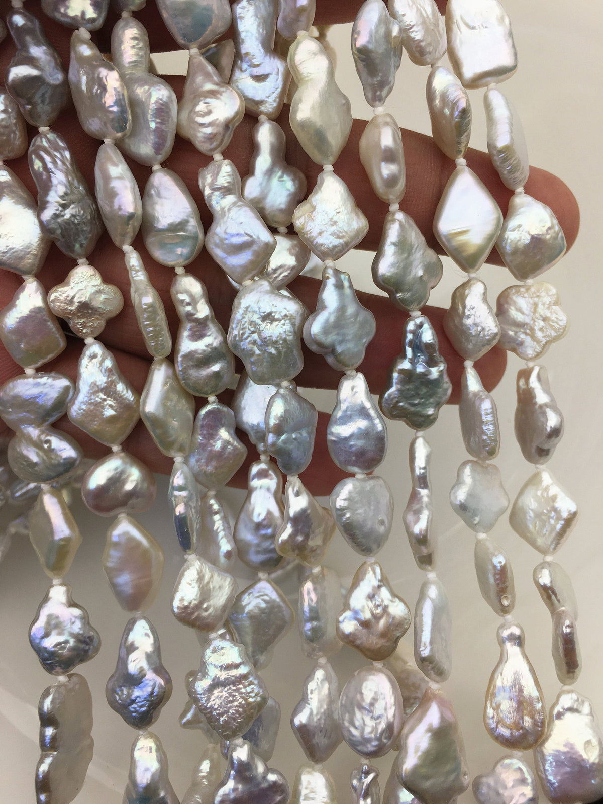 31‘’ 9-13mm AA+ white mix shape baroque freshwater pearl necklace,NPN1-003