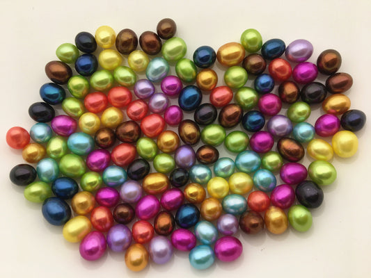20pcs AAA 6.5-7.5mm*7.5-8.5mm misc color short oval pearl ,for wish pearl ,Bulk wholesale,LR7-3A-81