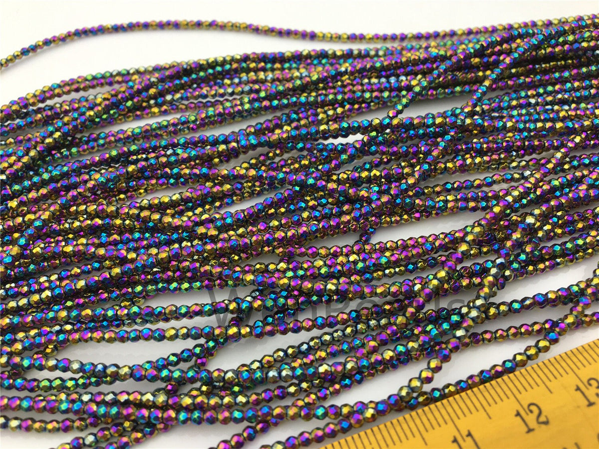 Hematite Lavender Rainbow ,2mm Round Beads,AAA, 200pcs,15.5 inches,G50-R2-009