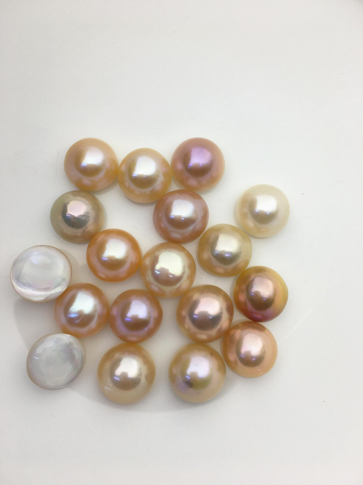 18pcs AAA 14-15mm Orange Baroque Mabe Freshwater Pearls,no hole,MB-T36