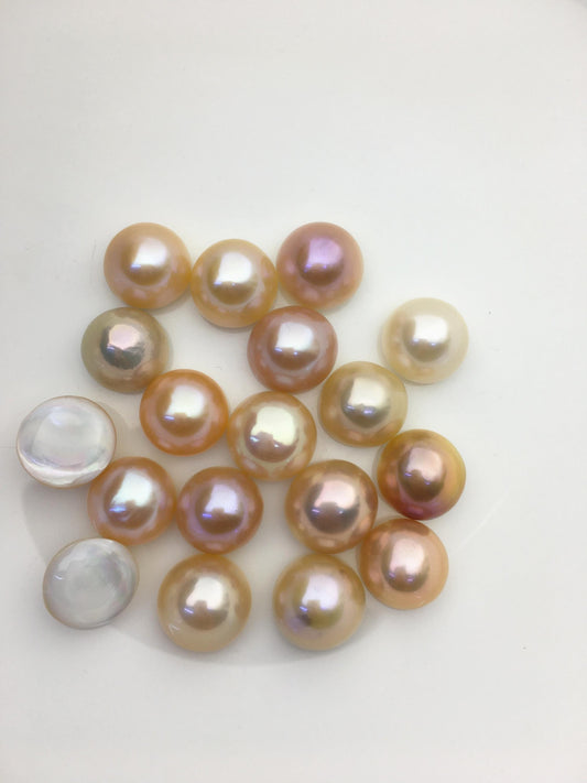 18pcs AAA 14-15mm Orange Baroque Mabe Freshwater Pearls,no hole,MB-T36