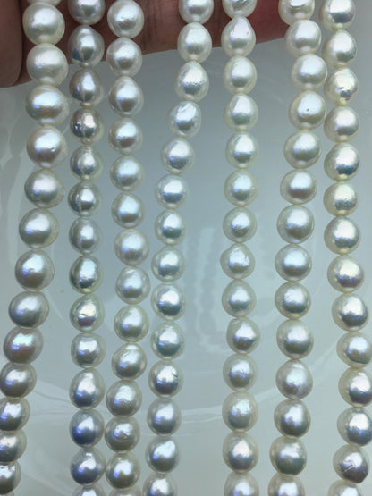 AAA 7-9mm white baroque near round freshwater pearls, large hole, loose pearl beads material, gift for her necklace, Cultured pearl, RP8-T2