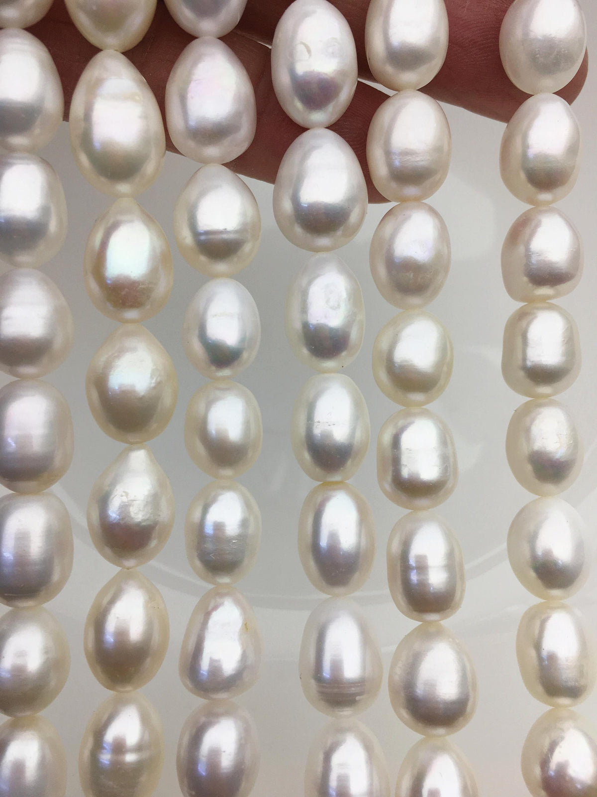 AA+ 9.3-11mm white long rice freshwater pearls,LR11-T2