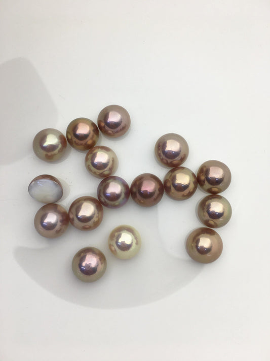 16pcs AAA 11-12mm Baroque Freshwater Mabe Natural Rainbow Freshwater Pearls,no hole,MB-T17