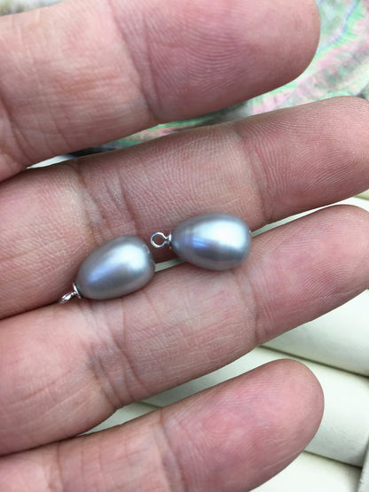 AAA 9mm Gray long rice pearl dangle earrings,S925 Sterling Silver pearl earrings,pearl for women,SE3-T25