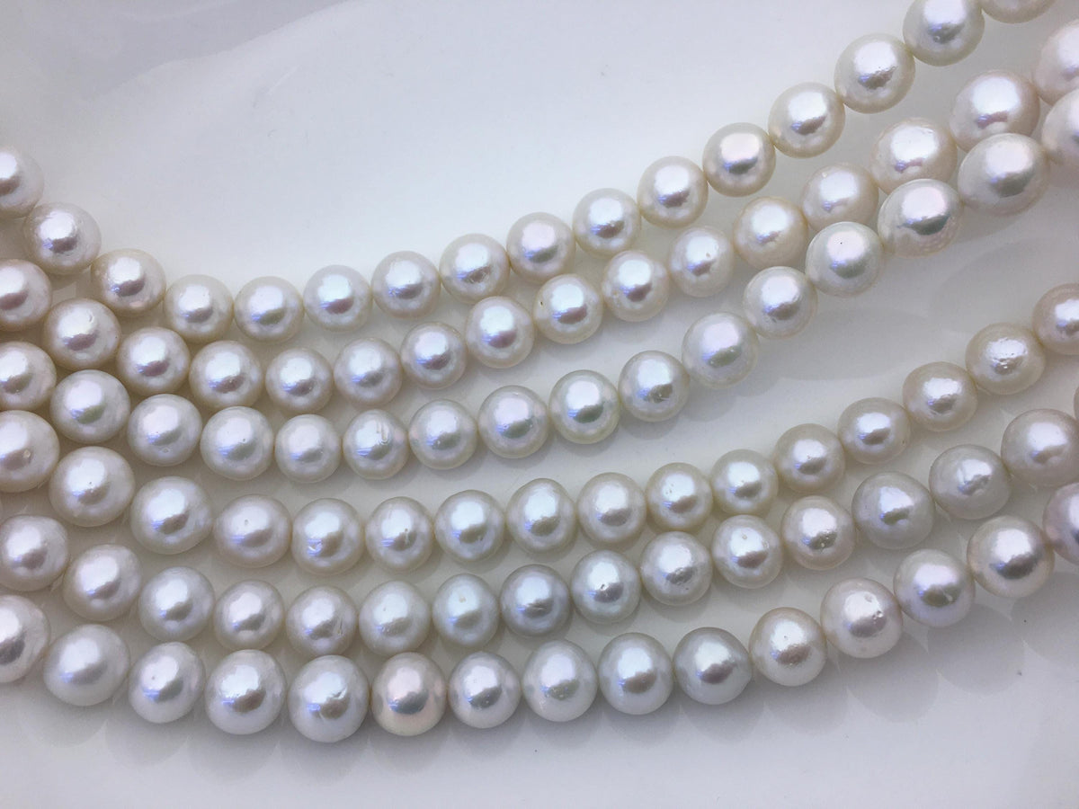 AA+ 10-12mm big white round freshwater pearls,large hole,Birthday,Graduation, mother day pearl gift,RP10-2A-1