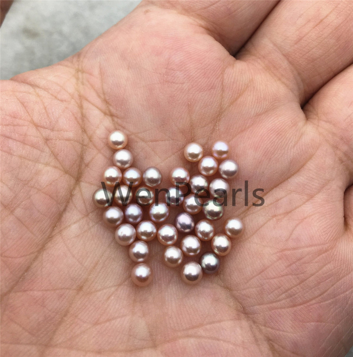 5pcs AAA 4-4.5mm pink/purple seed pearl bead, small freshwater round loose pearl wholesale, tiny pearl supply, half hole, no hole, RP4-3A-5