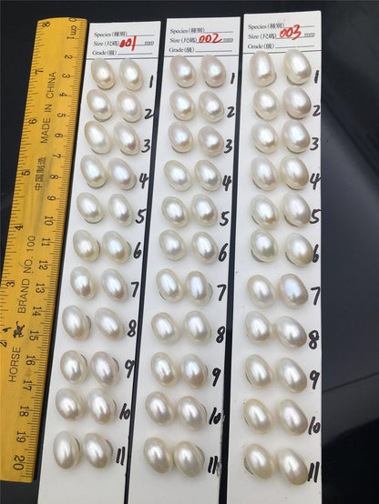 AAA 10mmx12.5-15mm white LONG rice freshwater pearls, tear drop pearl earrings, dangle pearl earrings, white rice pearls, custom hole, LR10-3A-9
