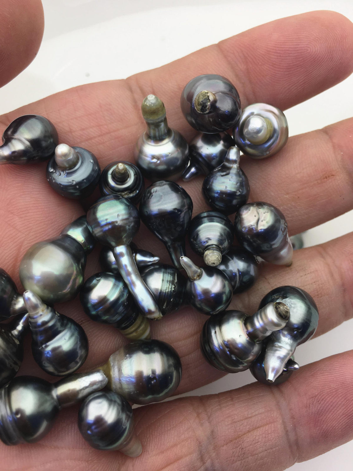 42pcs AA 8-12mm black baroque drop Tahitian Pearl,no hole, TH-temp-019