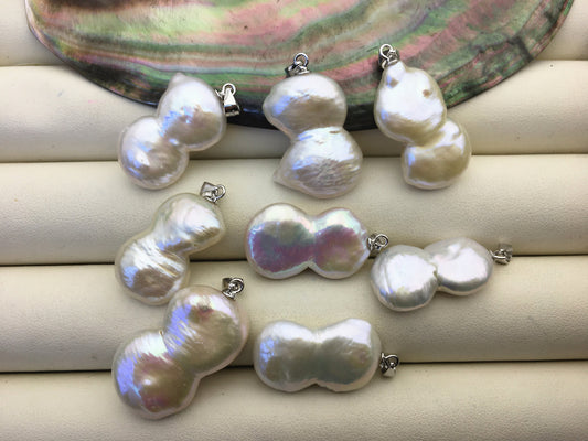 1pc AAA 13-16mm Big white Twins Coin freshwater Pearl pendant,NC1-T7