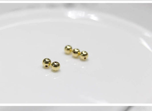 18k Real Yellow/White/Rose Gold Gold Handmade Bali Style Round Beads, 2mm, 3mm, 4mm 18k Gold Beads. 18k Spacer Beads, ASG-PJ-001