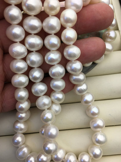 32'' AA+ 10mm white potato pearl Necklace,white Pearl necklace,NPN1-018
