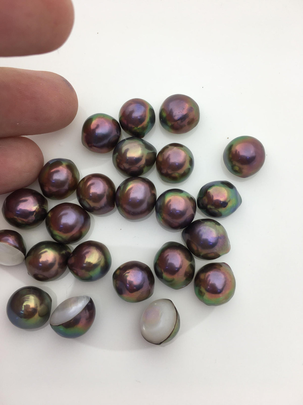 23pcs AAA 11-13mm Black Rainbow Baroque Freshwater Mabe Natural Rainbow Freshwater Pearls,no hole,MB-T25