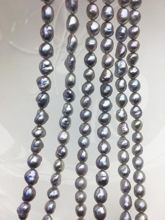 AAA 4-7mm gray baroque drop freshwater pearls,diy pearl beads,gift for her,Christmas,LR6-T3