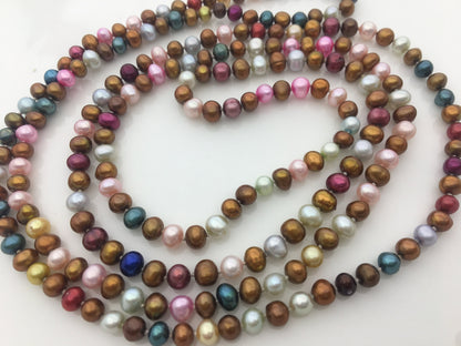 51'' 6mm mixed color Freshwater Pearl Necklace,NPN1-104-17