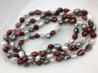 48 inches 8-9mm mix color nugget pearl Long freshwater Necklace,NPN1-101