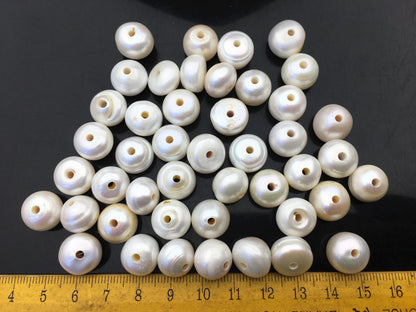 20pcs AA+ 12-13mm Big white button round freshwater pearls, 2.2mm large hole, Rondelle pearl Beads, loose freshwater pearl, SM12-2A-3