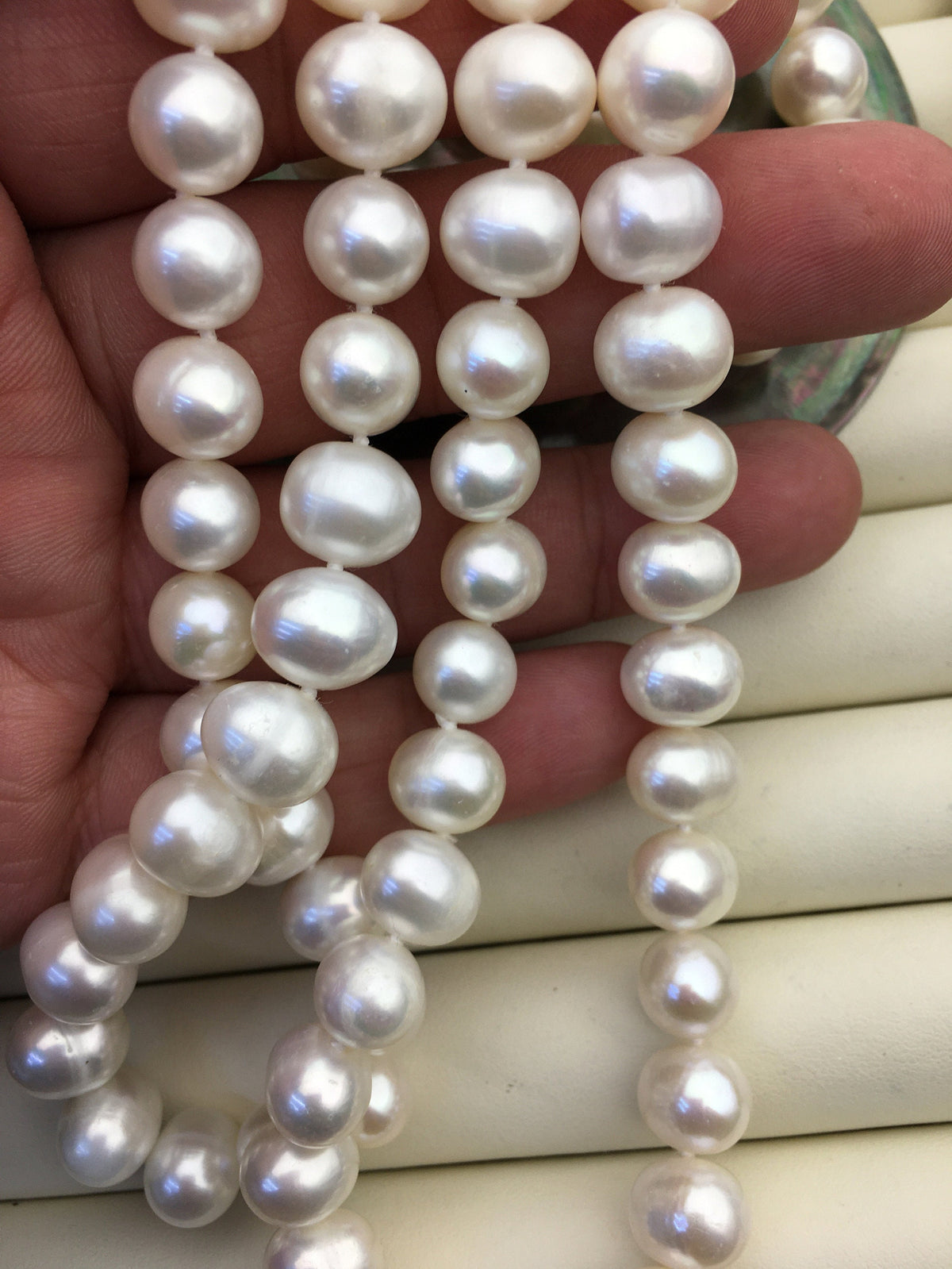 32'' AA+ 10mm white potato pearl Necklace,white Pearl necklace,NPN1-018