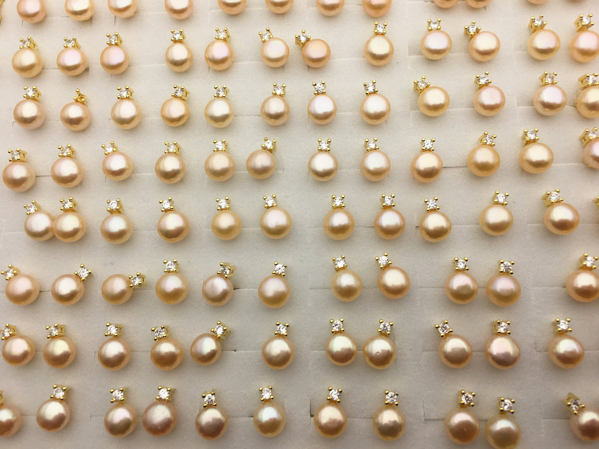 3 pairs White/Pink/Purple Set AAA button round pearl stud earrings, fashion pearl earrings, wedding pearl earrings, SE3-175-1