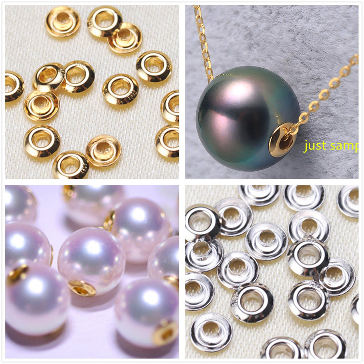 5 pairs S925 Silver White/Yellow 3.5mm/4.5mm Bead Grommet with 1.8mm Pearl Hole,for DIY,wholesale,ASL-007-1