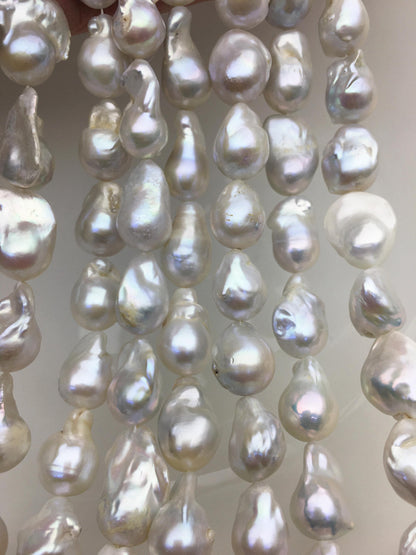 15.5'' A+ 12-14mm white flame ball pearl,FL15-2A-5-20