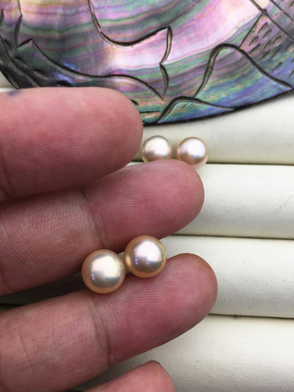 1 pair AAA 8.5-9mm Purple Rainbow Pearl Stud Earrings, pearl earrings, S925 Sterling Silver, classic pearl studs, SE1-T42