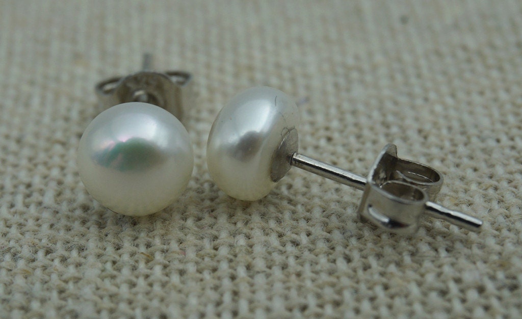 promote for Opening, 6-6.5mm aaa pearl earrings, Sterling Silver, white/Ivory Pearl studs, SE1-008
