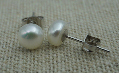 promote for Opening, 6-6.5mm aaa pearl earrings, Sterling Silver, white/Ivory Pearl studs, SE1-008