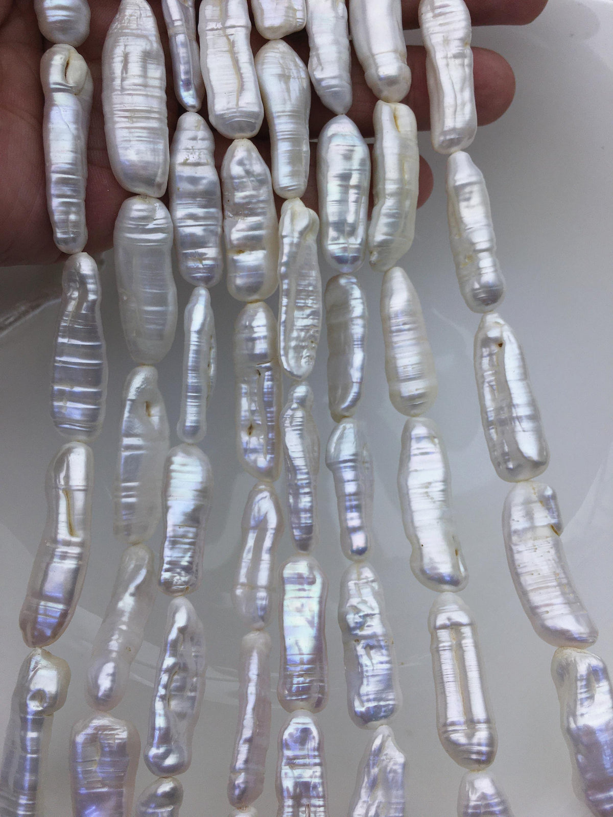 AA 9-13mm white Thick Keshi Biwa Pearl Necklace,ZS-200-120-2