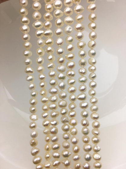 60'' AA+ 5-5.5mm white potato pearl Necklace,Wedding Necklace,NPN1-070