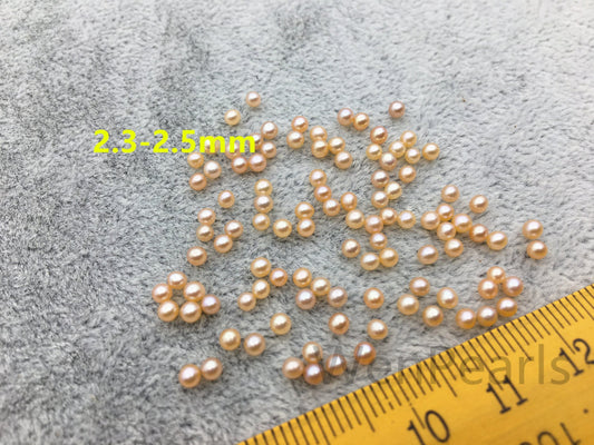 AAA 2.3-2.5mm pink round seed freshwater pearls,half hole,tiny pearl supply,good quality,no hole,through hole,RP2-3A-11