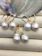 1 pair AAA 12-13mm white baroque drop edison pearl dangle earrings, 925 Silver plated with rose gold earrings, wedding earrings, SE3-T9-15