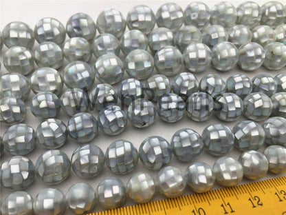 4pcs 10mm/12mm/14mm/16mm Gray Mosaic Shell Beads,grey color,GSHE-001-6