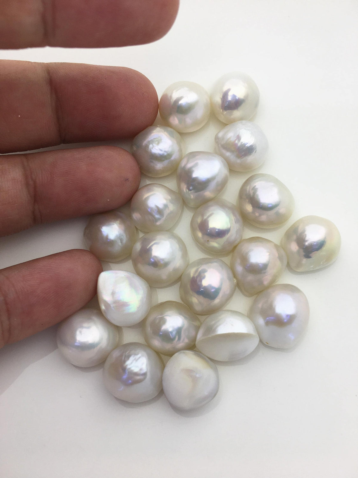 9pcs AAA 12-13mm Baroque Mabe Natural White Rainbow Freshwater Pearls,no hole,MB-T47