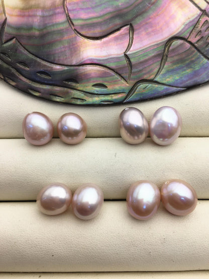 2 pairs AAA 10mm Purple Nugget baroque loose pearl pairs for dangle earrings - 0.9mm top half hole - ZS-103-37-36